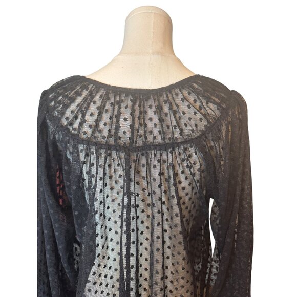 2/$30 ZARA M Black Sheer Polka Dot Blouse - Picture 9 of 16